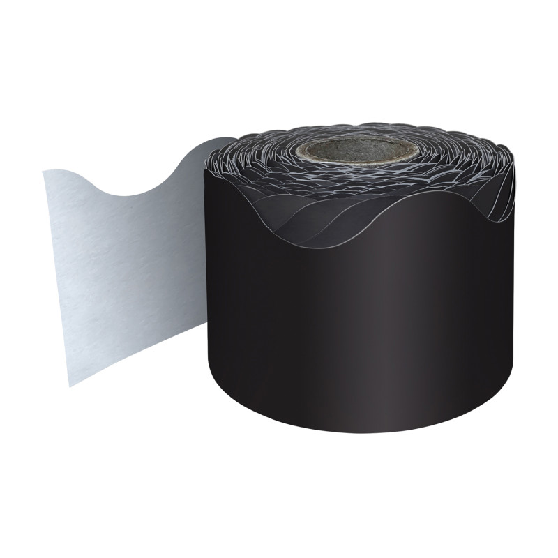Black Rolled Scalloped Border, 2-1/4 Inch x 65 Feet
