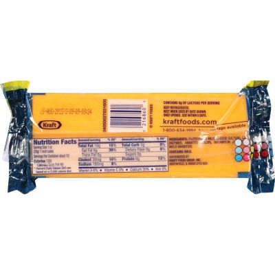 Kraft Medium Natural Cheddar Cheese Block 9.6 oz Wrapper