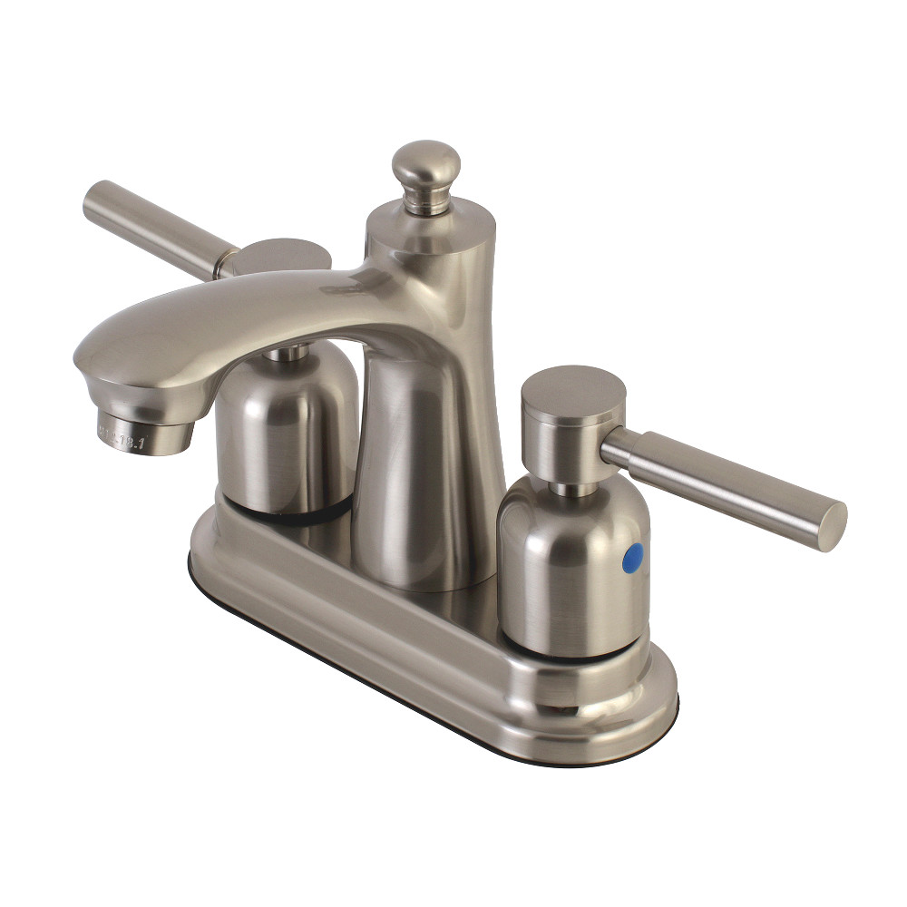 Double-Handle 4" Centerset Bathroom Faucet with Pop-Up Drain, Brushed Nickel Finish