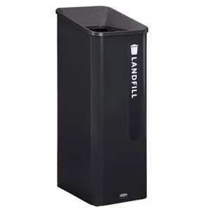 Rubbermaid Commercial, Sustain™, Landfill, 15gal, Metal/Resin, Black, Rectangle, Receptacle