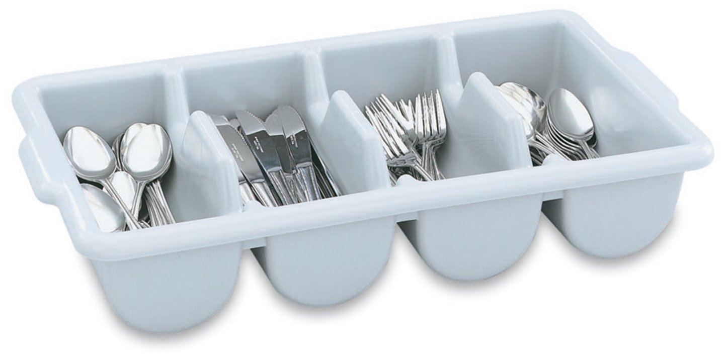 Four-compartment Traex® cutlery box in gray
