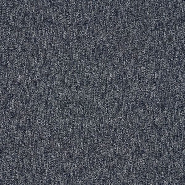 Dark gray, tightly woven loop-pile carpet (textured grid pattern) lying flat, covering a surface; close-up detail in even indoor lighting, showing speckled fibers and subtle vertical striations.