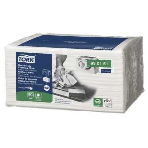 Tork, W8, Biobased Heavy-Duty, 1 ply, 12.40"x15.20", Nonwoven Fabric, Industrial Wipers, White