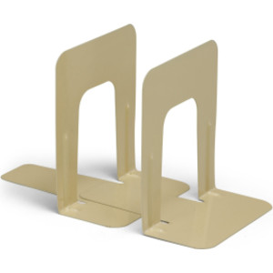 Bookends with Non-Skid Base, 9" Steel, Tan, 1 Pair