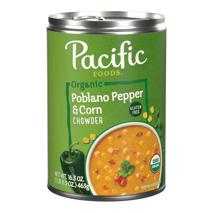 Organic Poblano Pepper and Corn Chowder