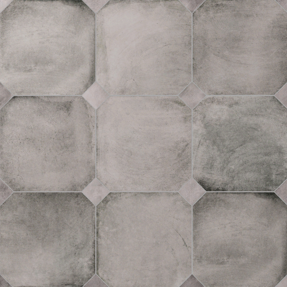 Laverton Octagon Gris with Taco Gris 7-7/8 in. x 7-7/8 in. Porcelain Floor and Wall Tile