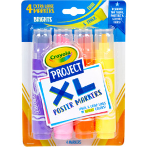 Project XL Poster Markers, Bold & Bright, 4 Count