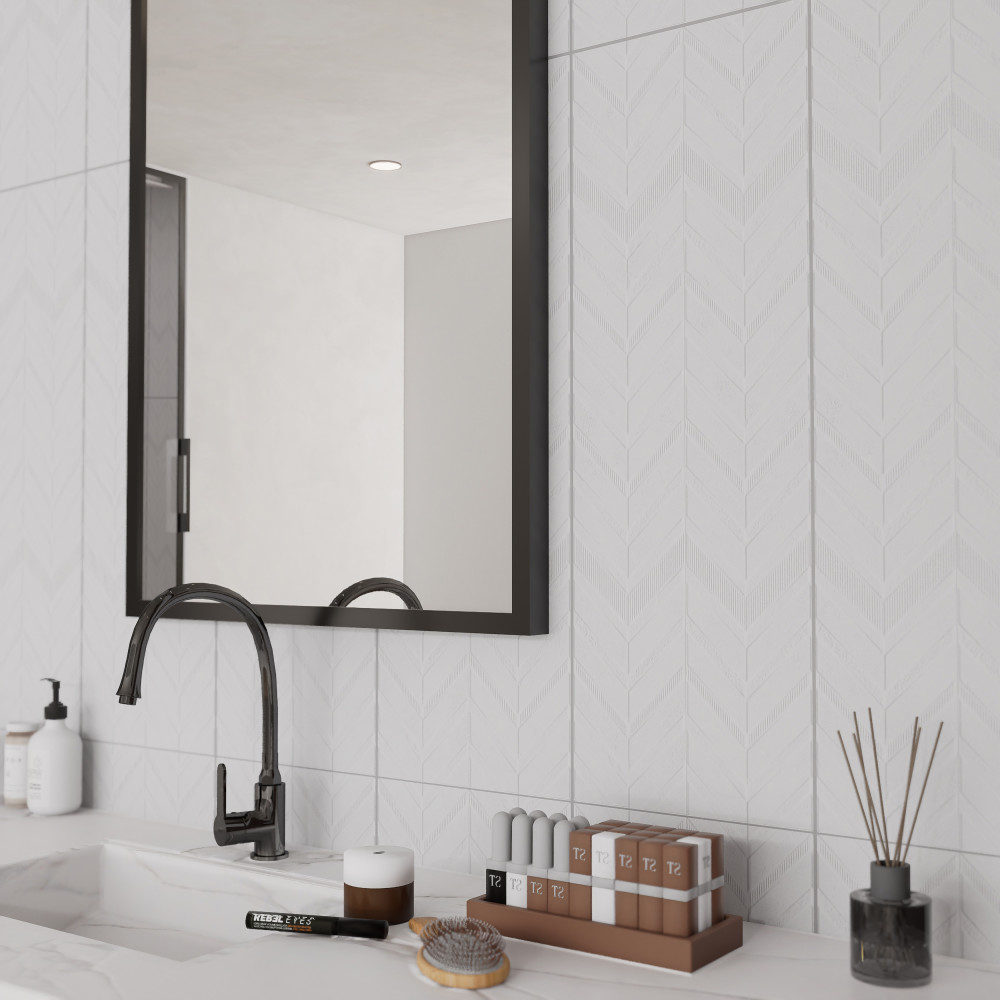 Lumiere Lelue Blanco 11-3/4 in. x 35-3/8 in. Ceramic Wall Tile