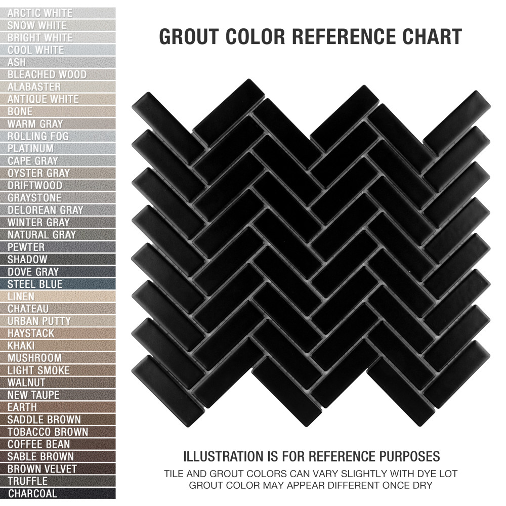 Metro Brick Herringbone Matte Black 10-5/8 in. x 12-1/2 in. Porcelain Mosaic Tile