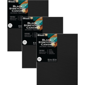 Black Stretched Canvases, 8 x 10 in, 3-Pack