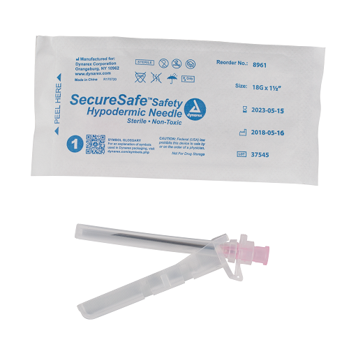 SecureSafe™ Safety Hypodermic Needle 18G, 1 1/2