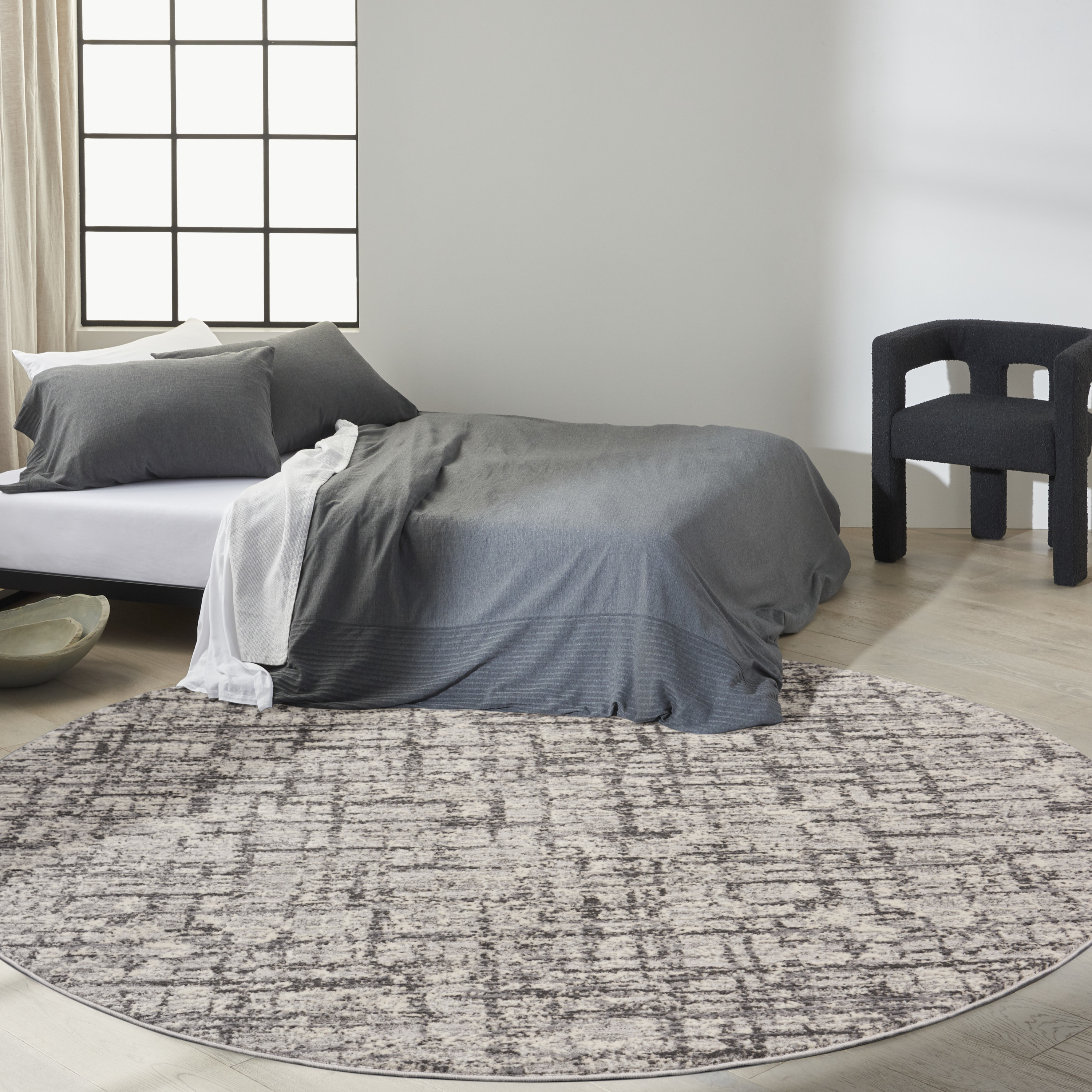 Calvin Klein CK950 Rush 8' x Round Ivory/Grey Modern Indoor Rug
