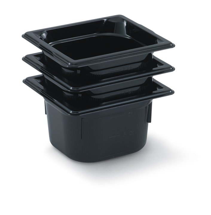 Sixth-size 4-inch-deep Super Pan® low-temperature plastic pan in black