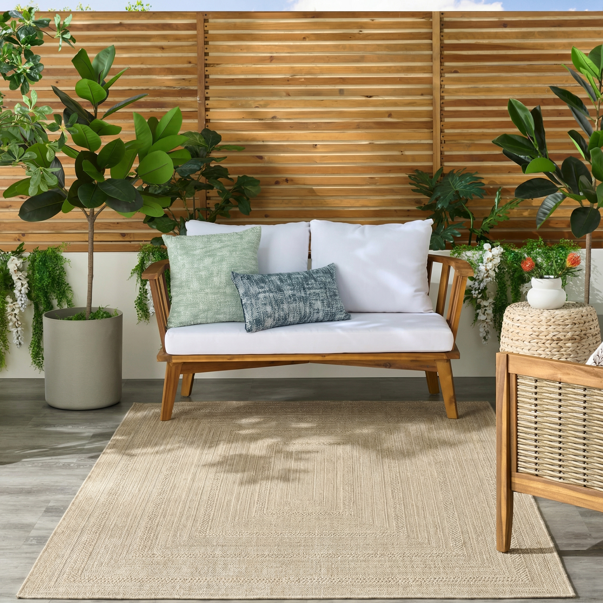 Nourison Tulum 6' x 9' Taupe Grey Outdoor Rug
