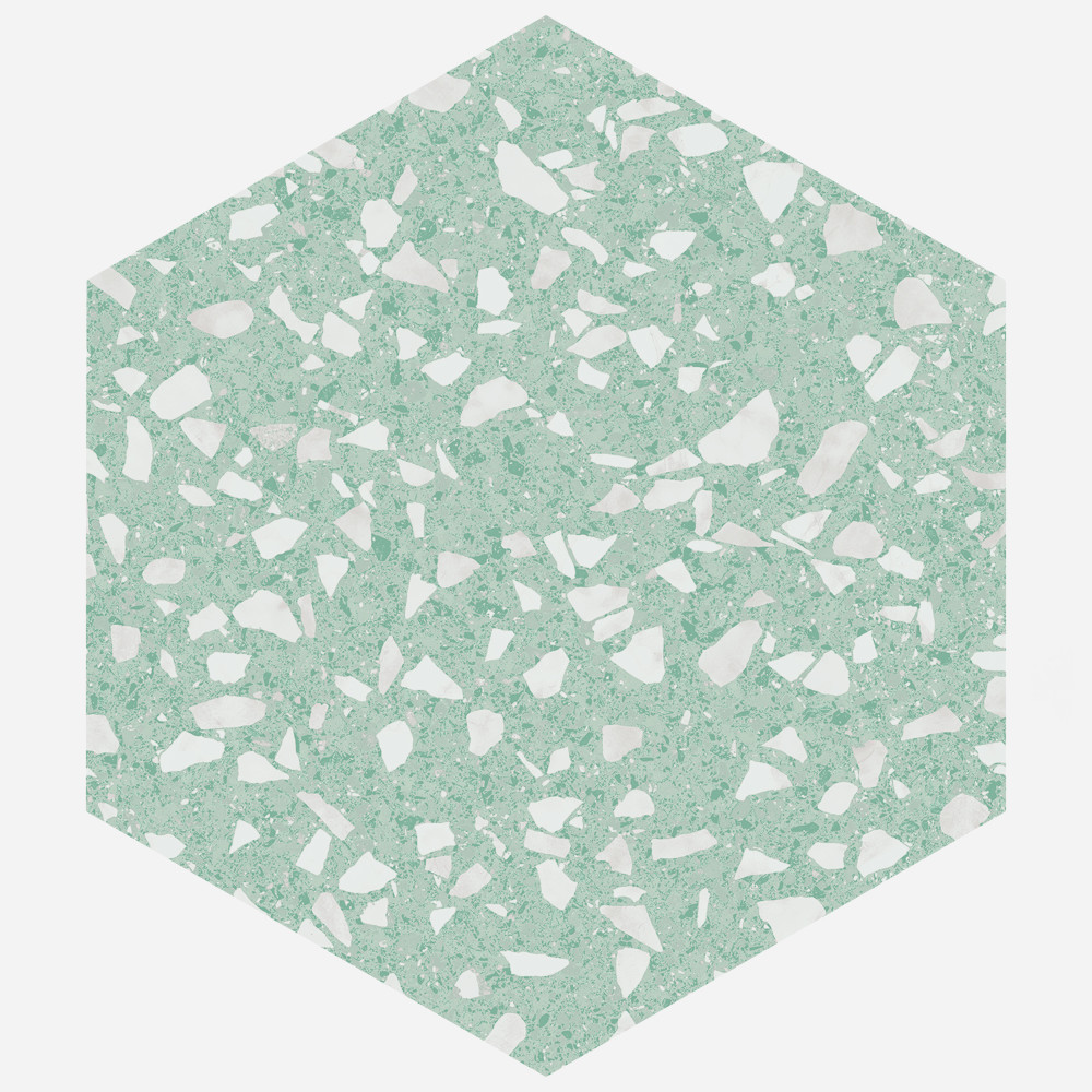 Venice Hex Mint 8-5/8 in. x 9-7/8 in. Porcelain Floor and Wall Tile