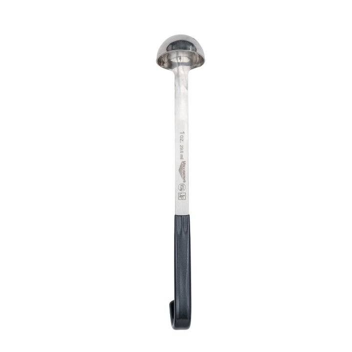 1-ounce heavy-duty stainless steel ladle with black Kool-Touch® handle