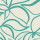 Turquoise stylized leaf outlines sweep across a beige, linen-textured background, overlapping and flowing in organic curves to form a repeating, abstract botanical pattern.