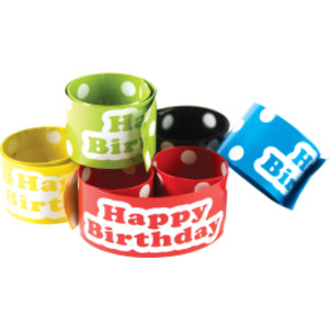 Polka Dots Happy Birthday Slap Bracelets, 10/Pack