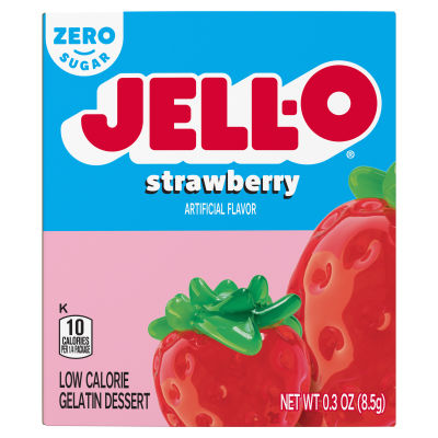 JELL-O Zero Sugar Strawberry Flavor Gelatin, 0.3 oz Box