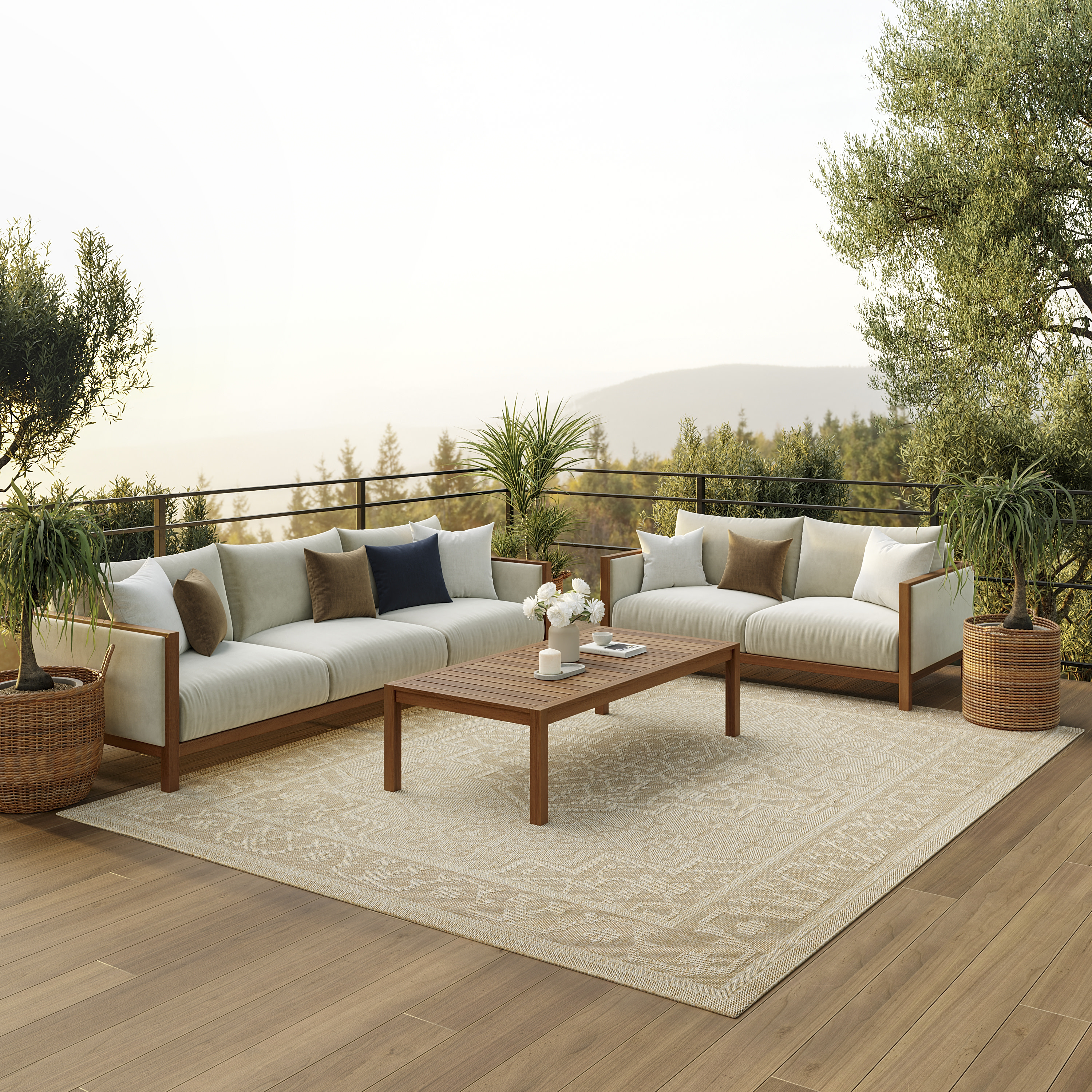Nourison Tulum 6' x 9' Cream Outdoor Rug