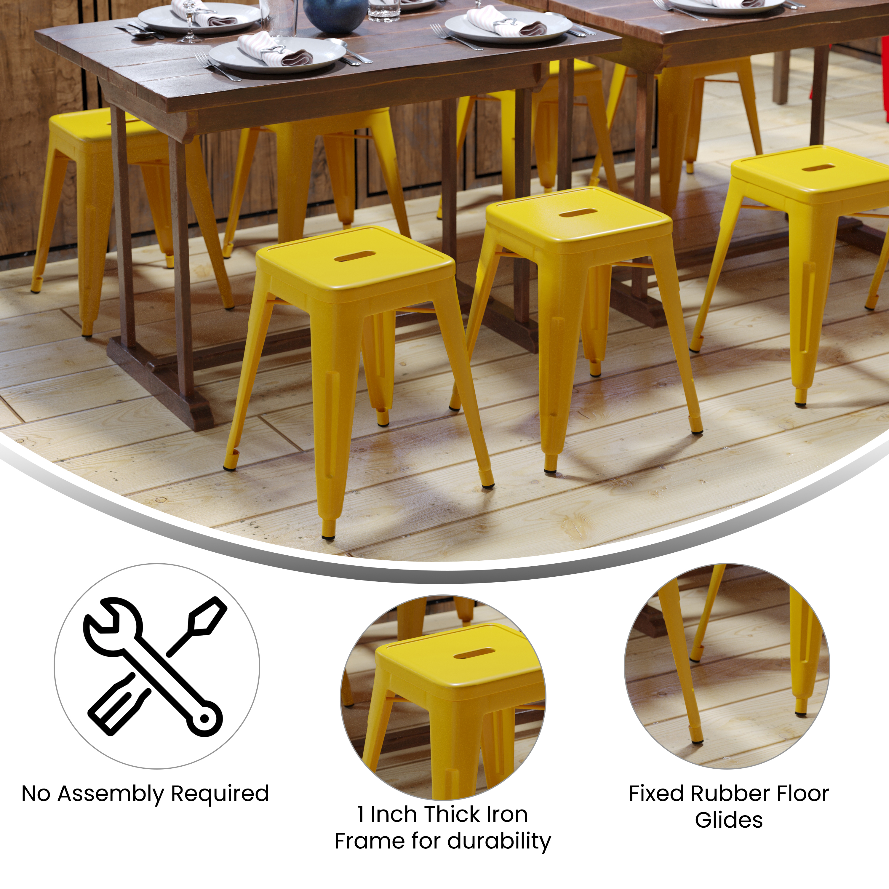 18" Table Height Stool, Stackable Backless Metal Indoor Dining Stool, Commerc... - Picture 83 of 114