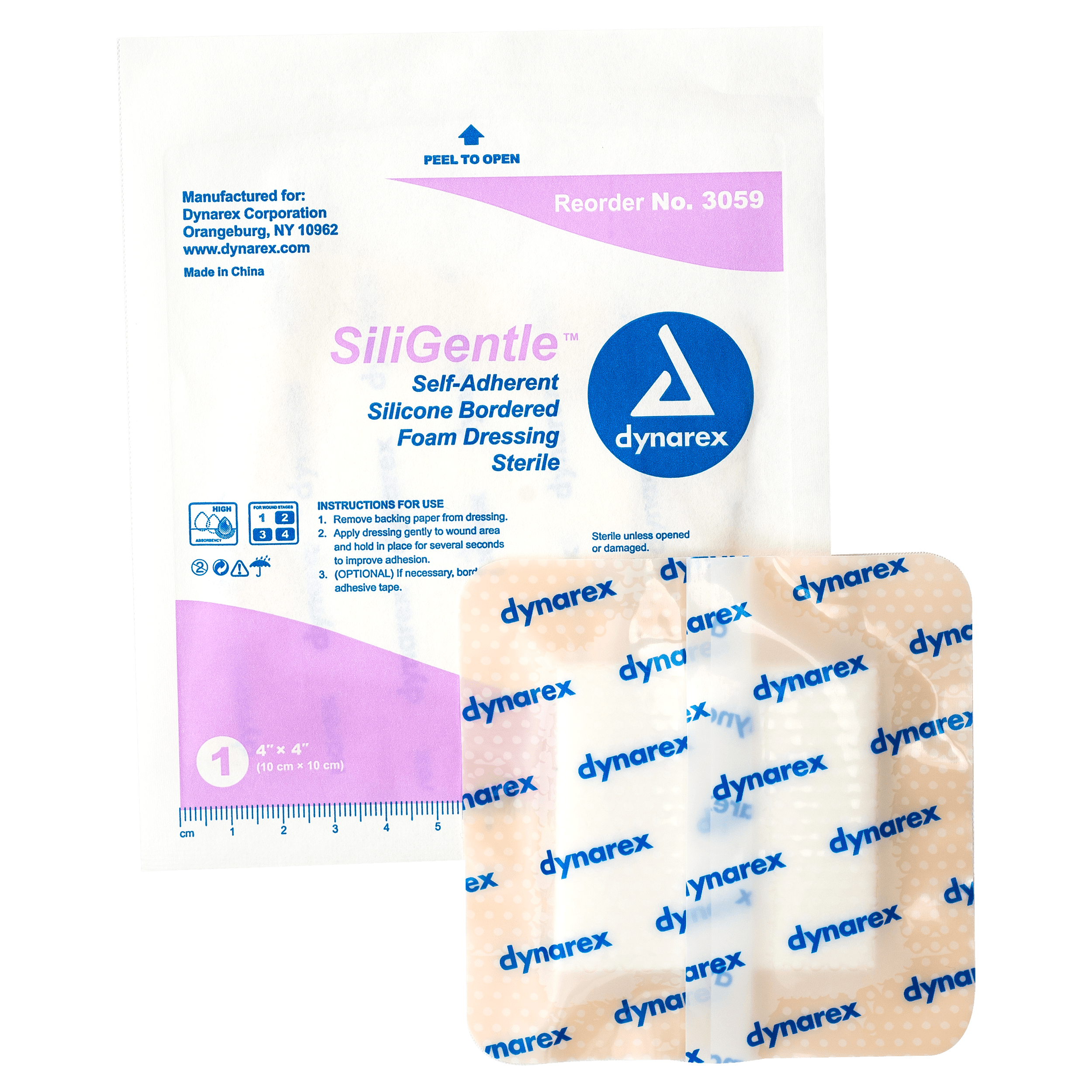 SiliGentle™ Silicone Bordered Foam Dressings - 4x4in
