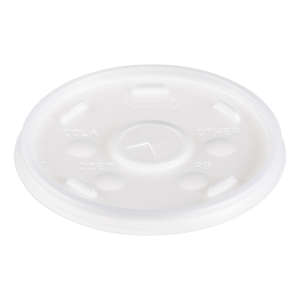 Dart, Plastic Lids, Fits 12 oz to 24 oz Hot/Cold Foam Cups, Straw-Slot Lid, White