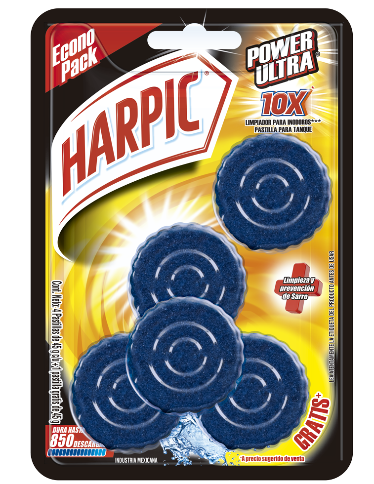 Harpic® 10 X Power Ultra Limpiador De Inodoros Pastilla Para Tanque 5pzas.