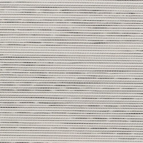 Horizontal woven shade with fine alternating light-and-dark stripes, closed and filtering light; fills frame with neutral indoor lighting and subtle texture, no visible view beyond.