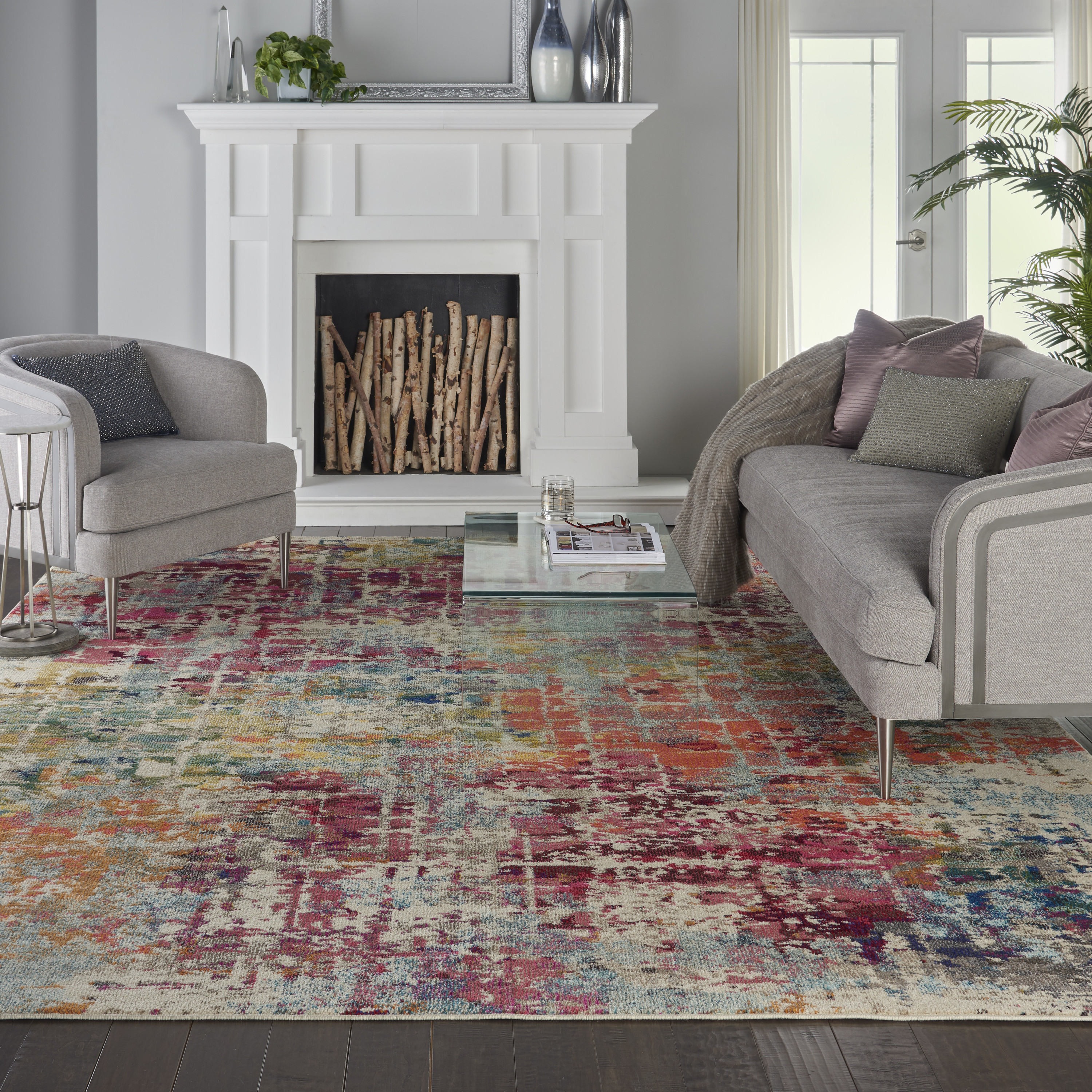 Nourison Celestial 9' x 12' Pink Multicolor Modern & Contemporary Indoor Rug