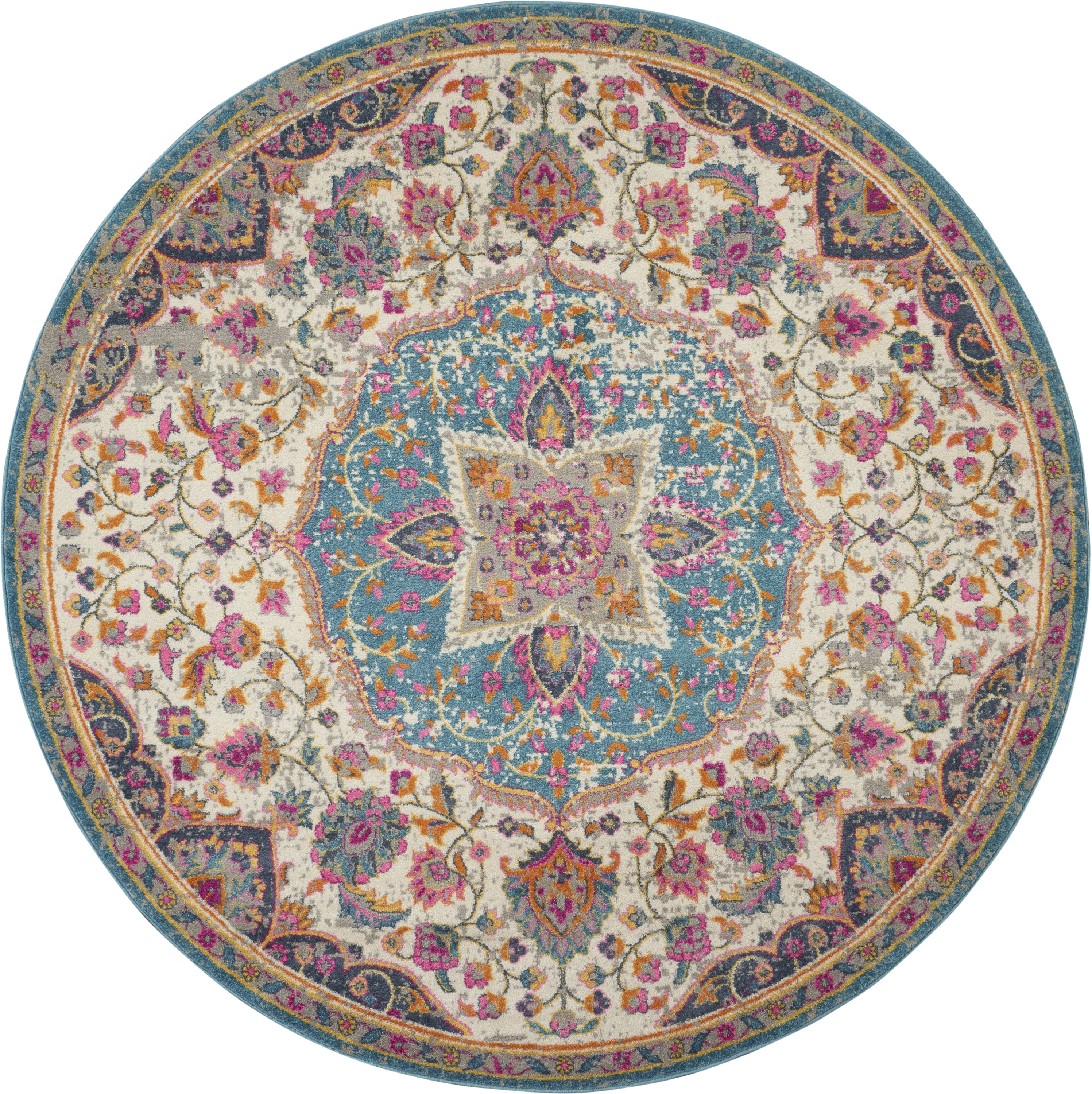 Nourison Passion 8' x Round Ivory Multicolor Transitional Indoor Rug