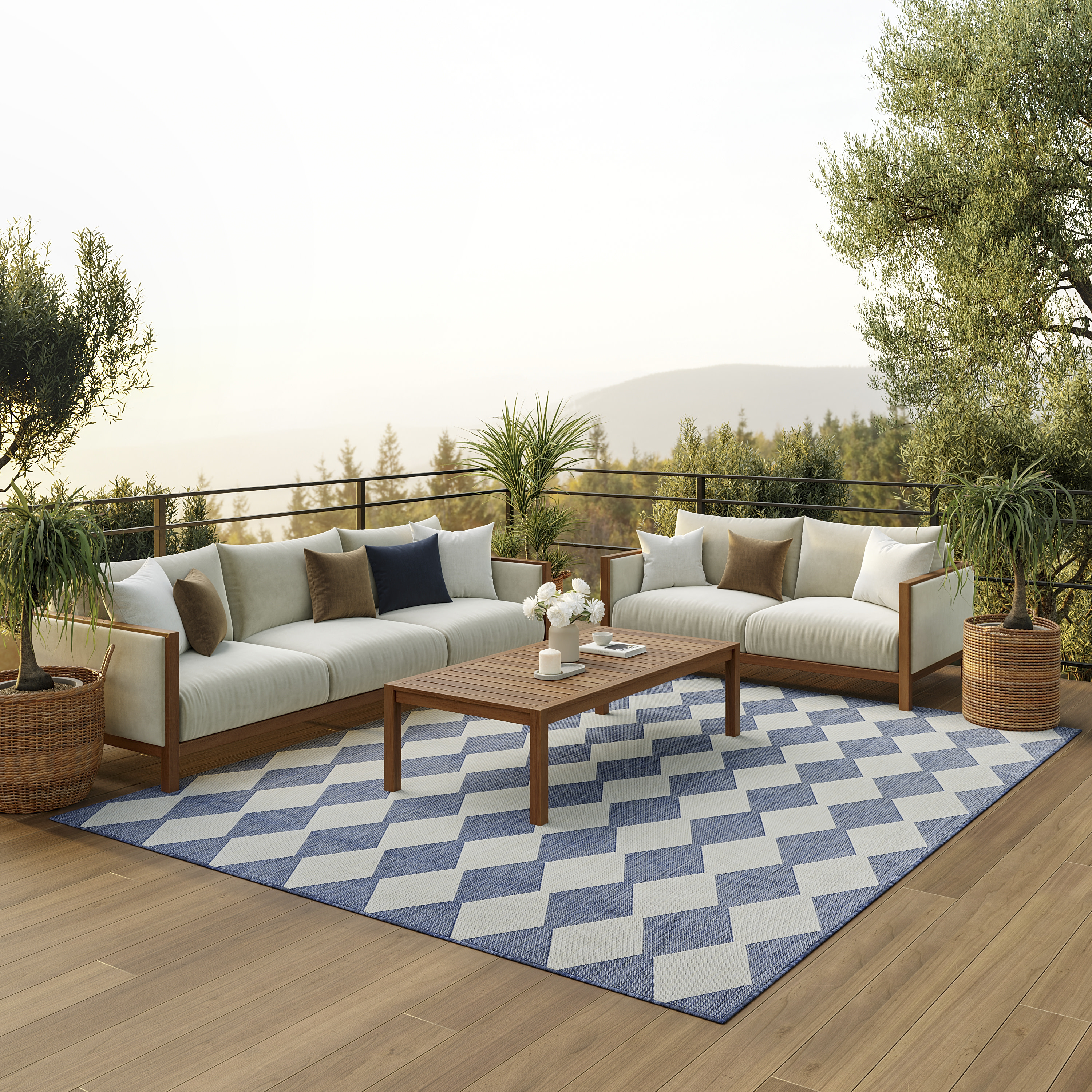 Nourison Positano 6' x 9' Navy Blue Modern Rug
