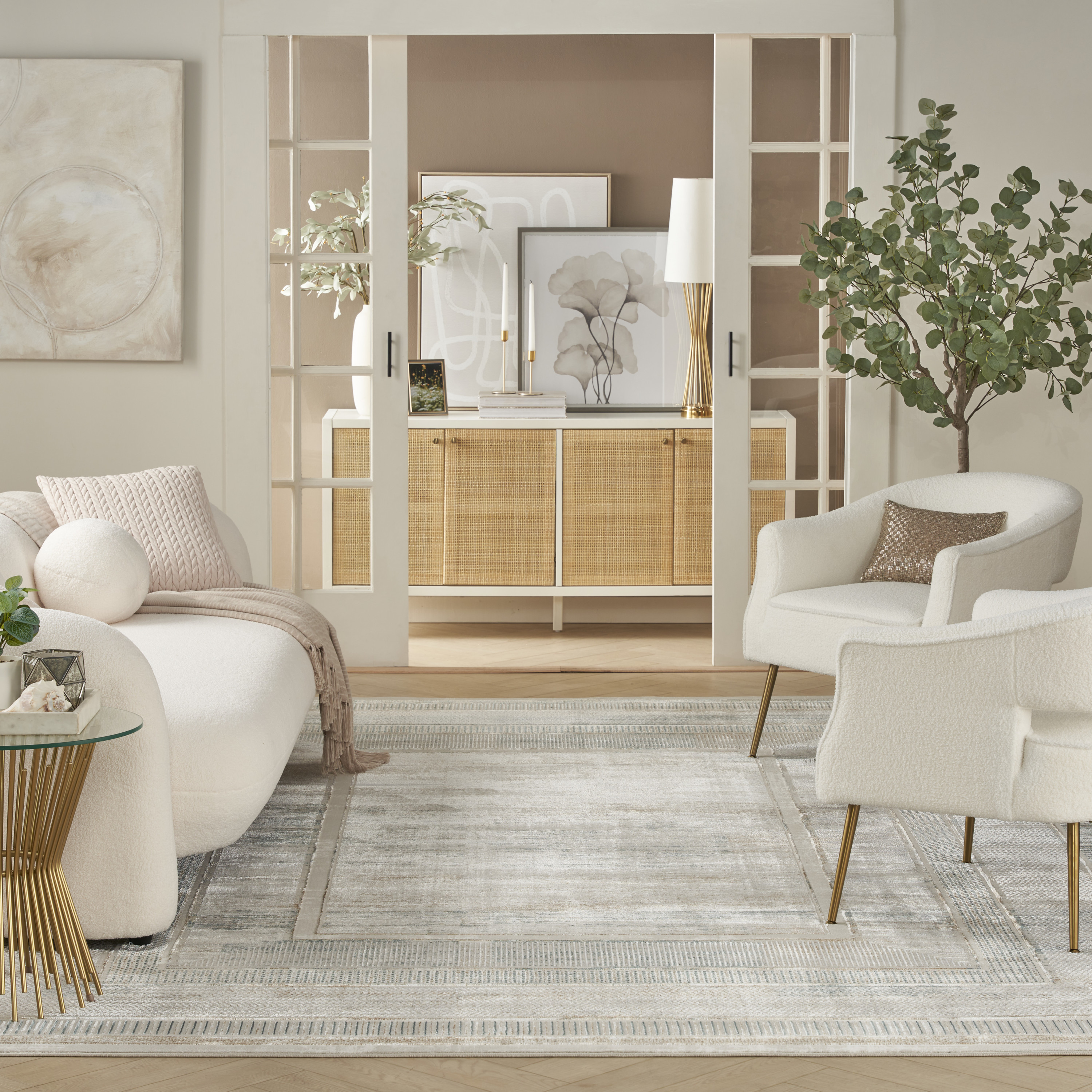 Nourison Glitz 9' x 12' Ivory Multicolor Modern Indoor Rug