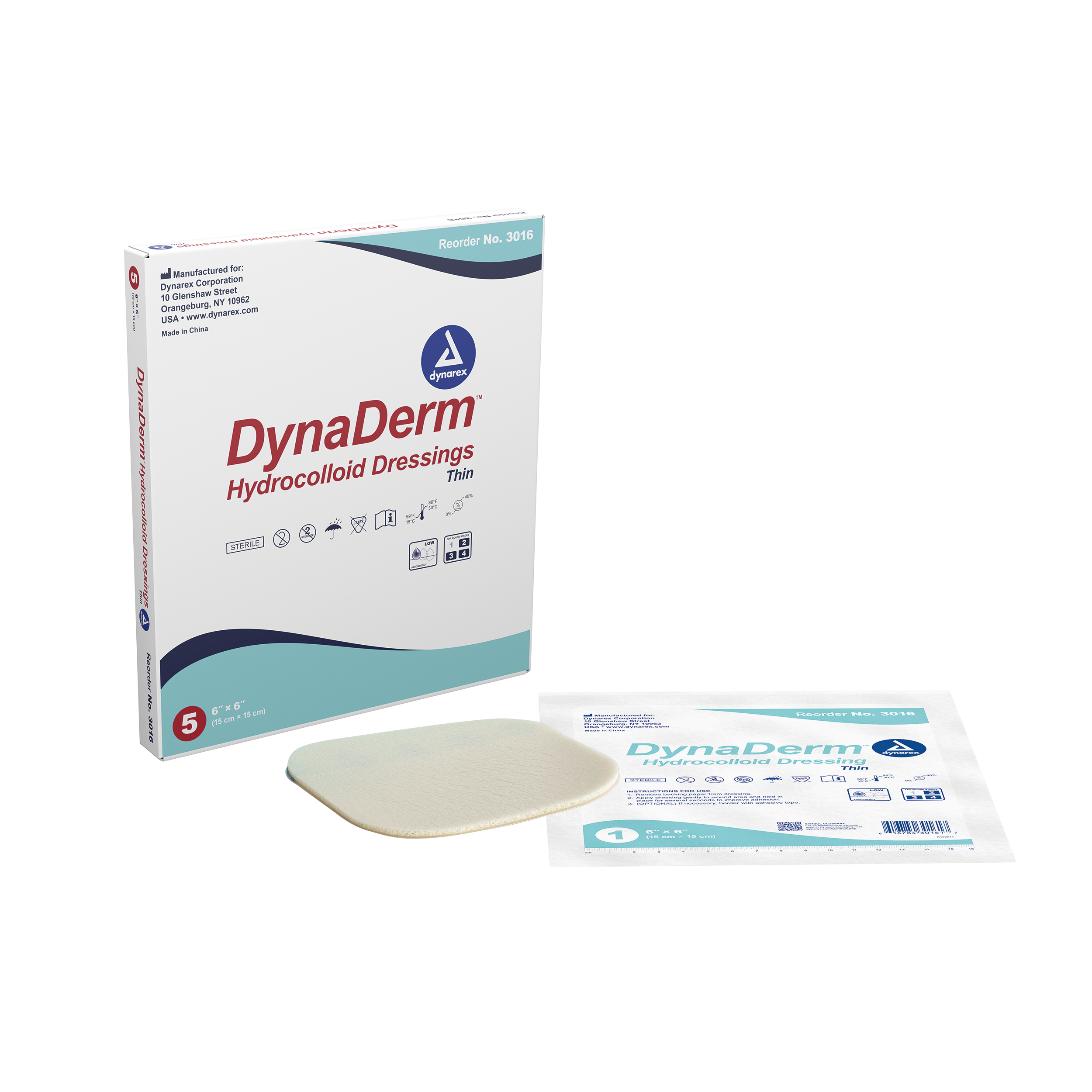 DynaDerm™ Hydrocolloid Dressing - Thin - 6