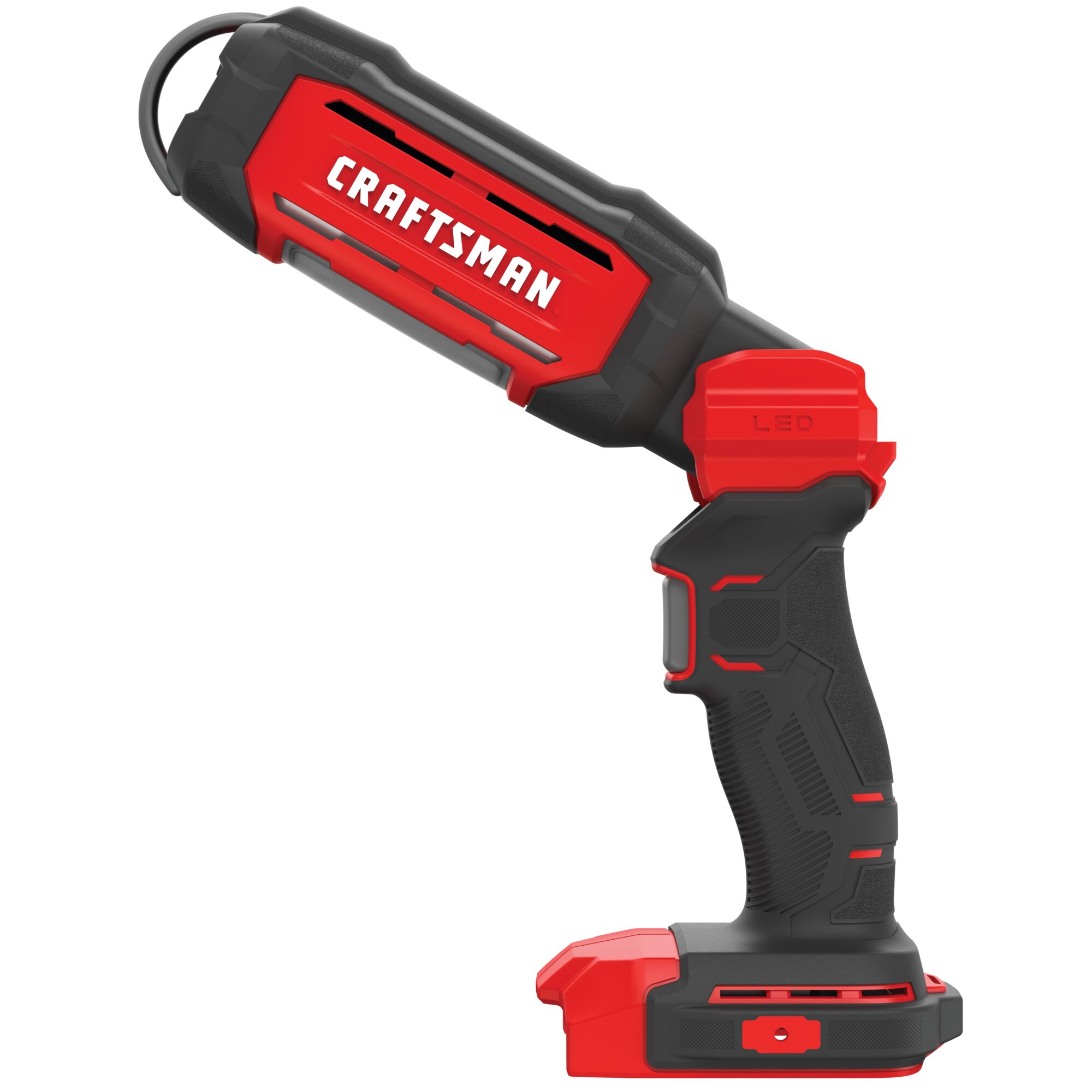 Right side view of cordless led hanging work light tool only.
