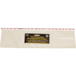 Clear View Self-Adhesive Extra Large Name Plate Pocket 5.75" x 21", Pack of 25