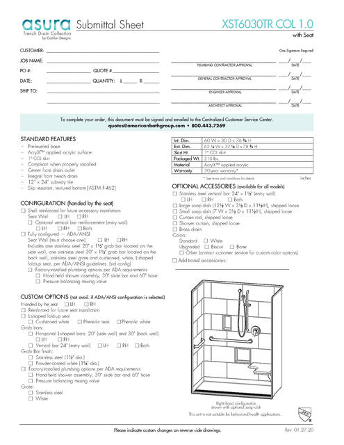Spec Sheet — Cd Shower Spec Sheet Asura Xst 6030 Tr Col 1 0 Seat