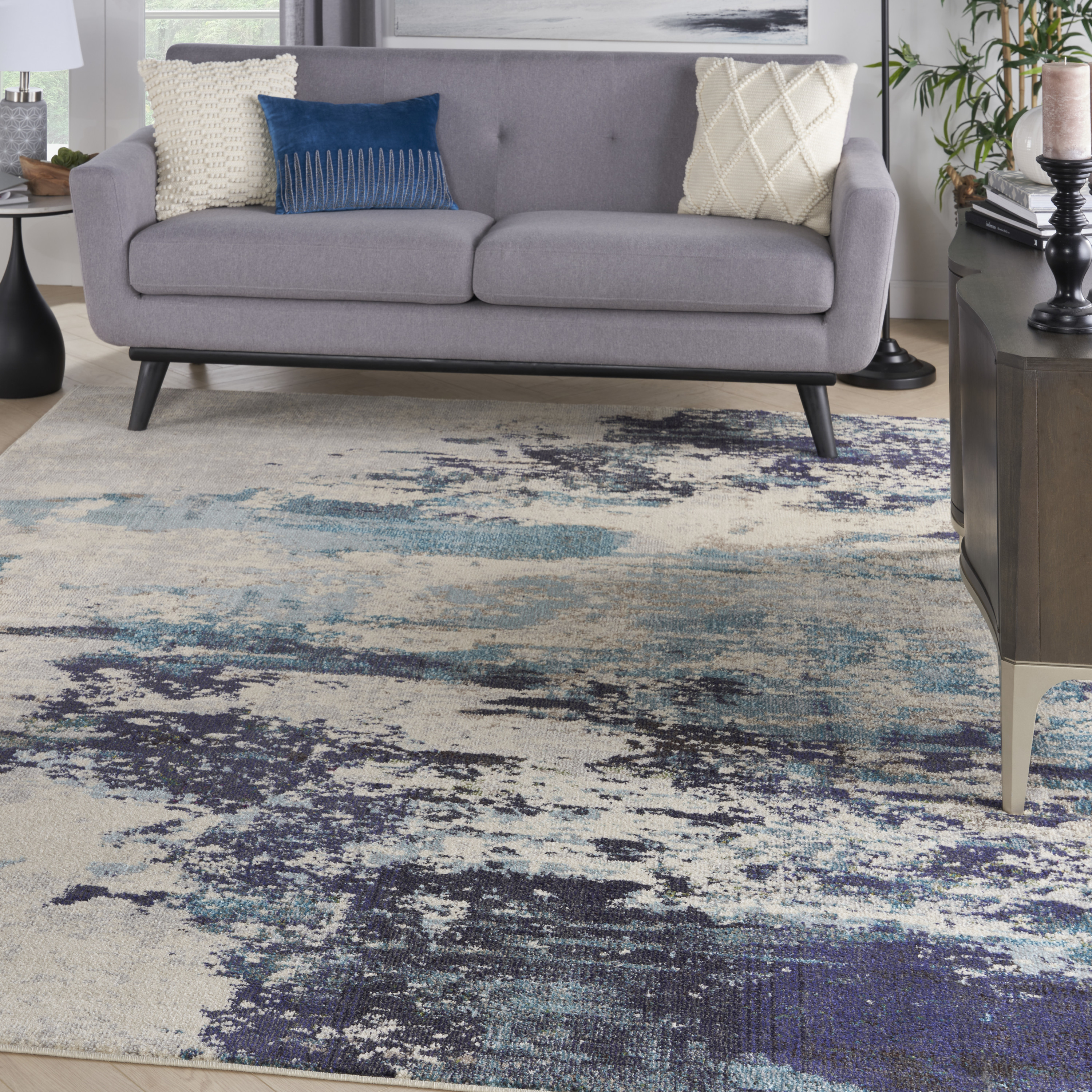 Nourison Celestial 7'10" x 10'6" Ivory Teal Blue Modern Indoor Rug