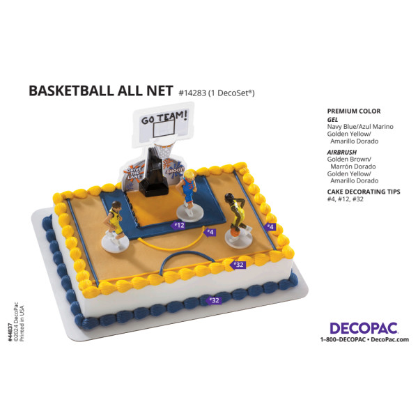 Basketball All Net Cake Decorating Instruction Card