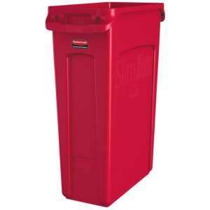 Rubbermaid Commercial, Vented Slim Jim®, 23 gal, Resin, Red, Rectangle, Receptacle