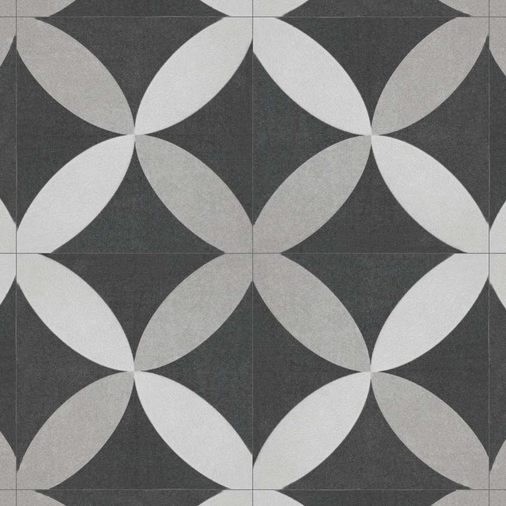 Twenties Mini Petal 3.88x3.88 Square Ceramic Floor and Wall Digital Pattern