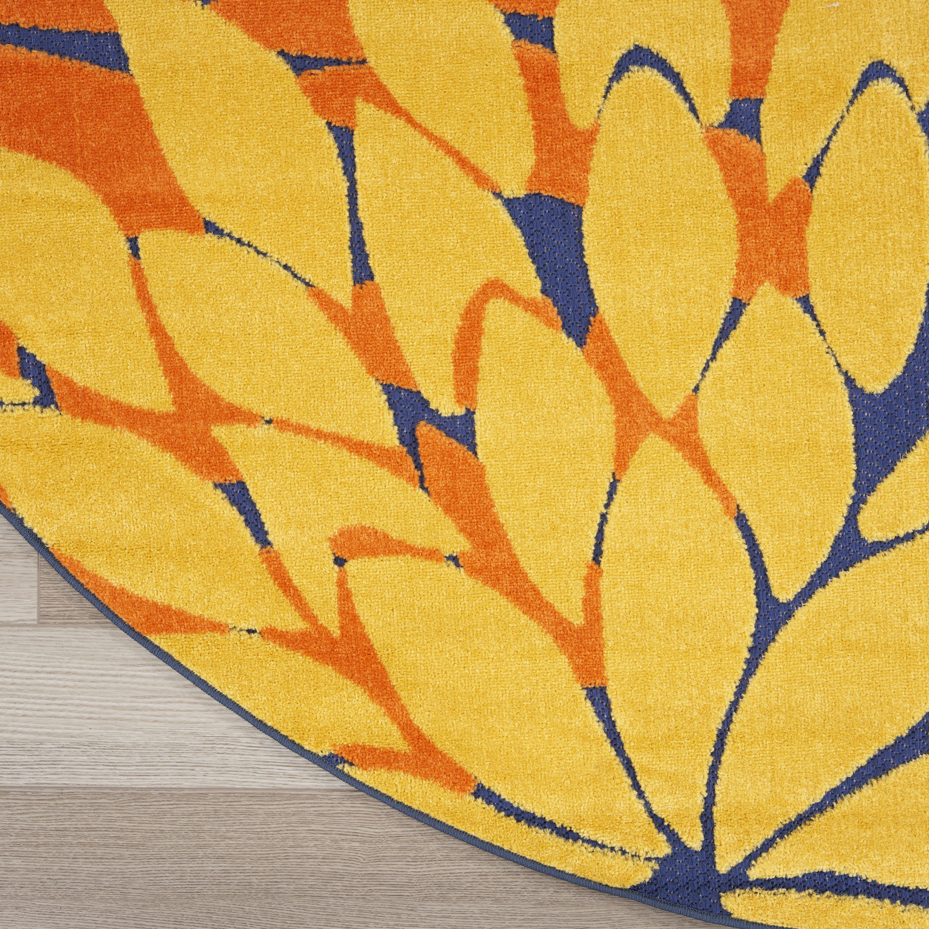 Nourison Aloha 7'10" x Round Navy Multicolor Outdoor Rug