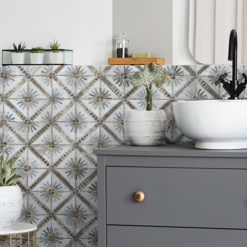 Harmonia Kings Marrakech Blue 13 in. x 13 in. Ceramic Floor and Wall Tile