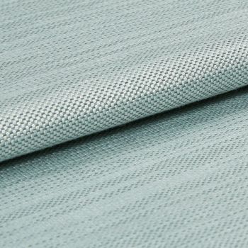 Light blue woven fabric with tight basketweave texture, folded across the frame creating an overlapping edge; close-up studio shot with soft, even lighting and shallow depth of field.