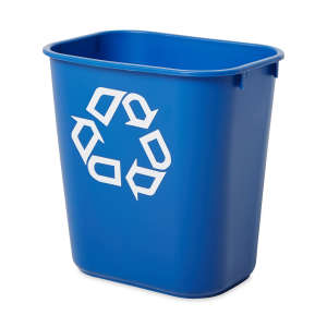 Rubbermaid Commercial, Deskside Recycling, 3.25 gal, Resin, Blue, Rectangle, Receptacle