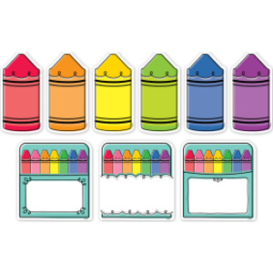 Core Decor Doodle Crayons 6" Designer Cut-Outs, Pack of 54