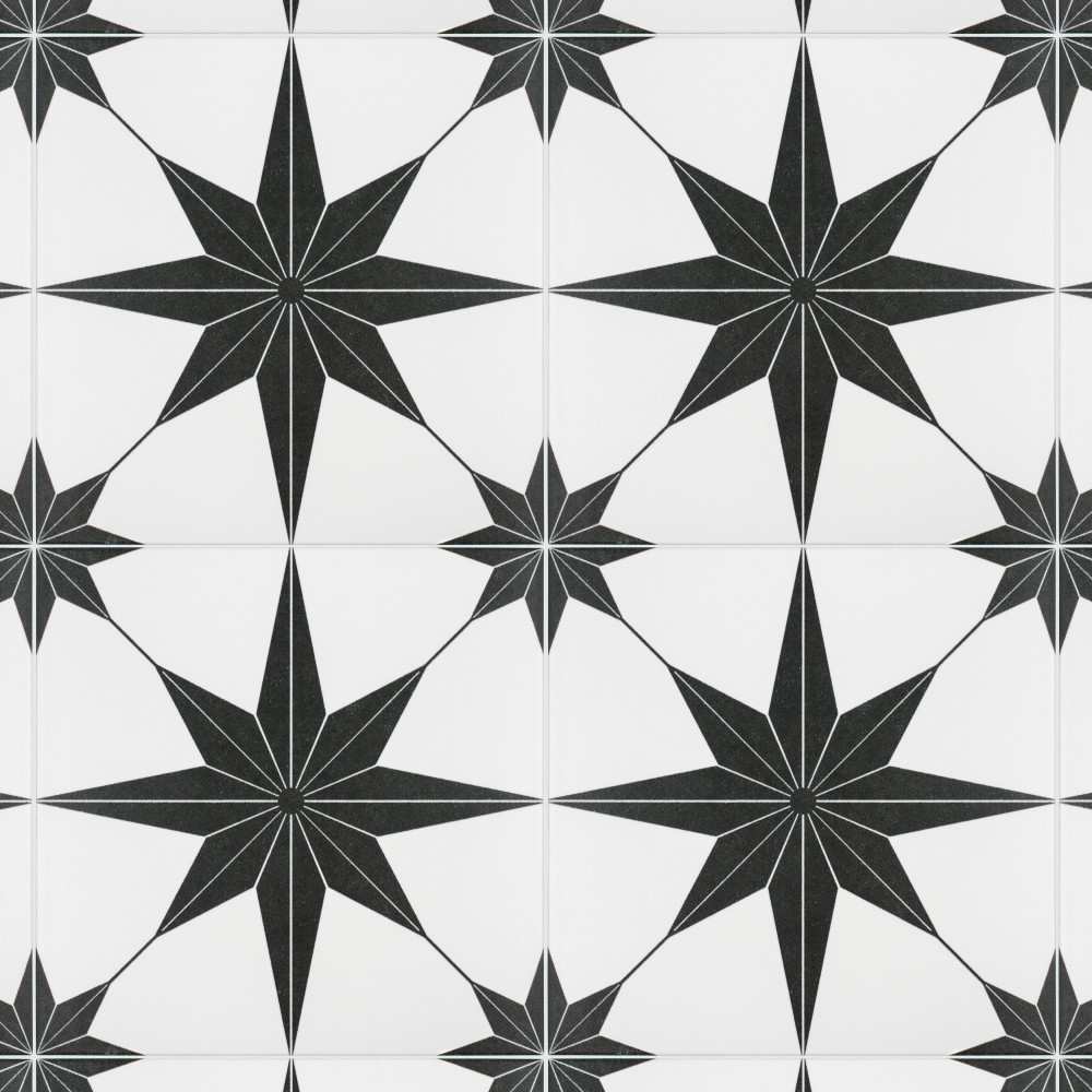 Stella Nero 9.75x9.75 Square Porcelain Floor and Wall Digital Pattern