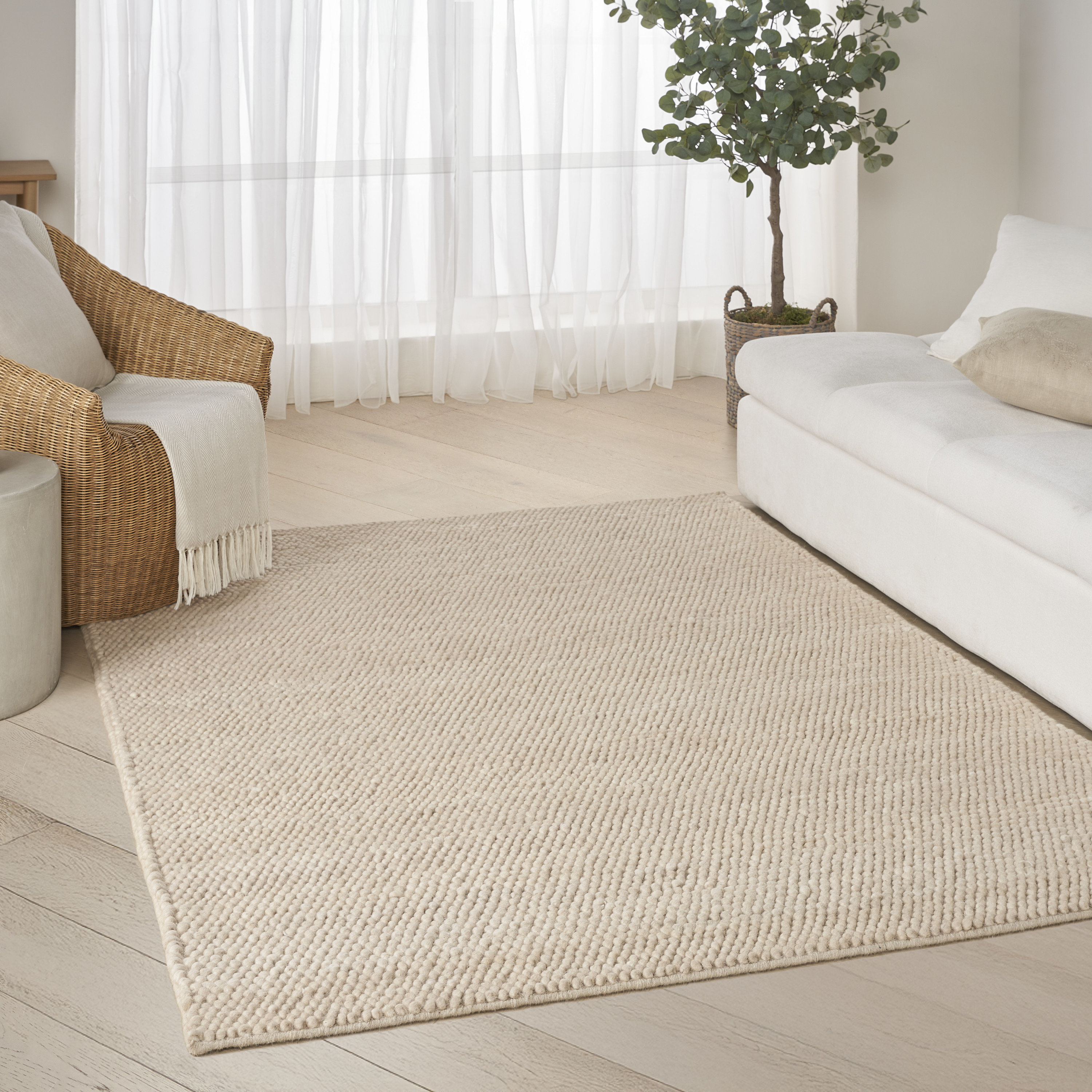 DKNY Pure Knots 5'3" x 7'3" Beige Modern Indoor Rug