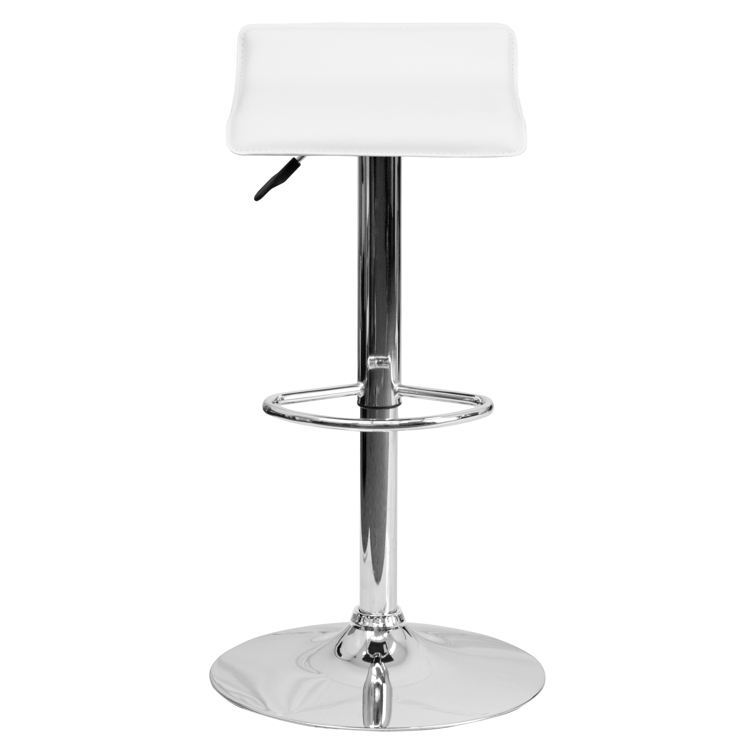 Taburete de bar de vinilo negro altura ajustable con asiento ondulado sólido - Imagen 26 de 31