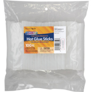 Hot Glue Sticks Classroom Pack - For Foam Products, Clear, 4" x 0.27", 100 Pieces